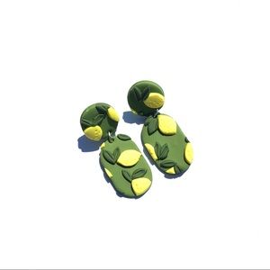 Handmade Polymer Clay Earrings Lemon